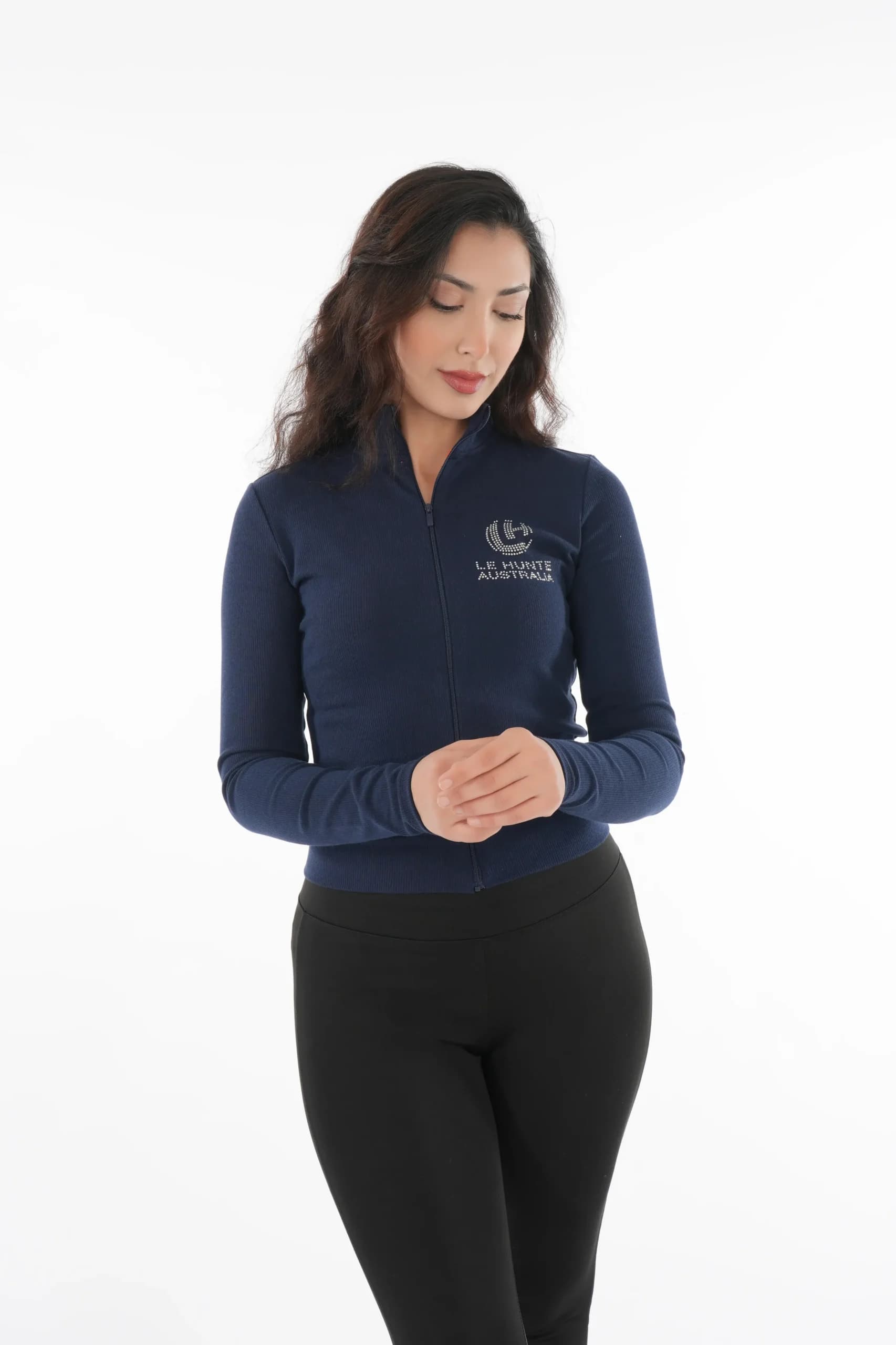 Rhinestone Logo Slim Track Jacket - Zip-Up Outerwear view 3