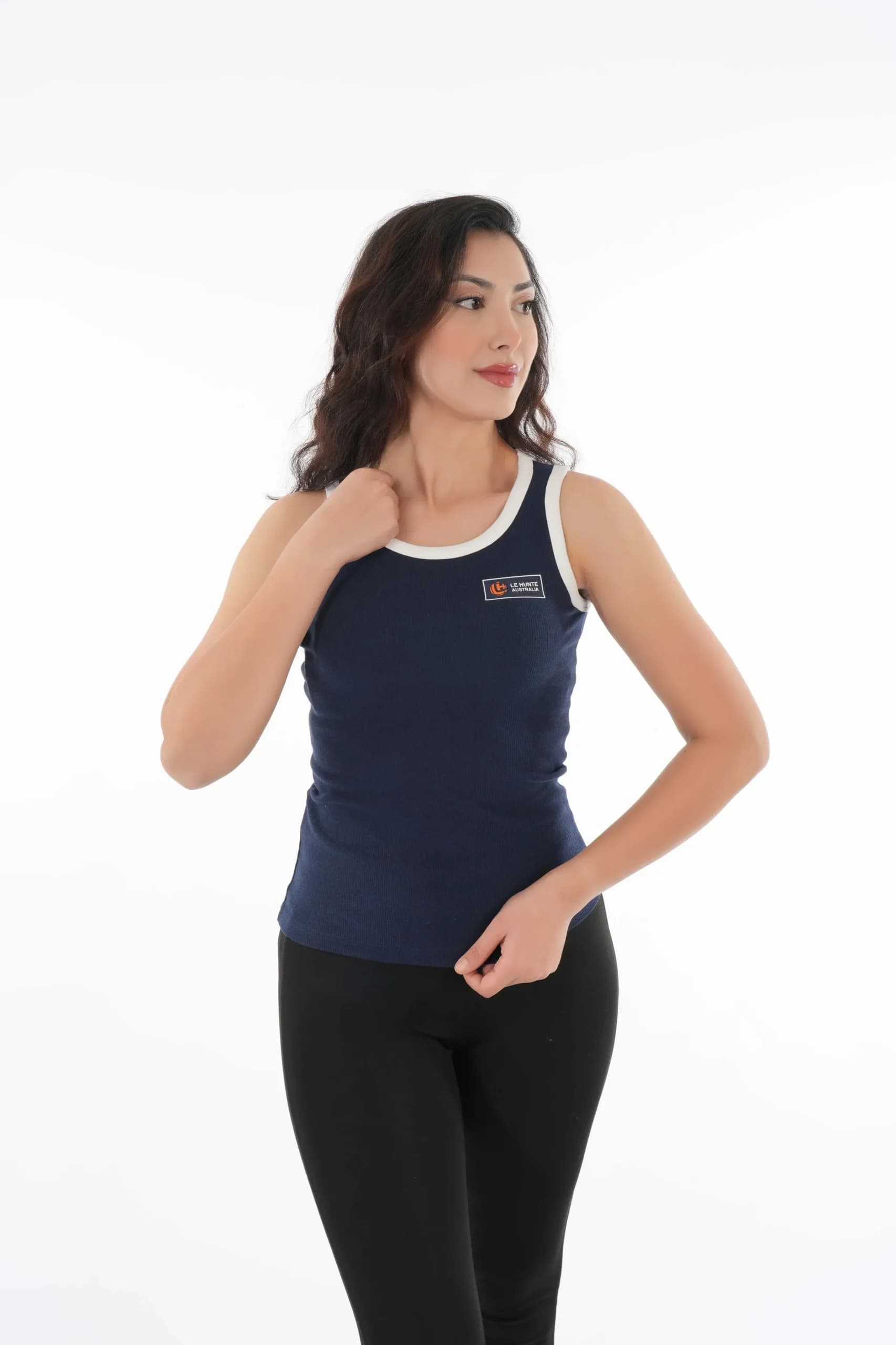 Contrast Trim Ribbed Active Singlet - Tank Top view 4