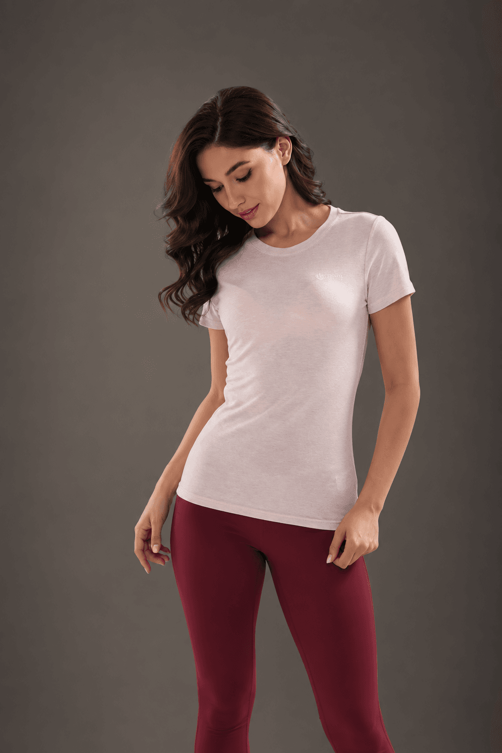 Lyocell Wool Blend Fitted Tee - Crew Neck Short Sleeve Top view 2
