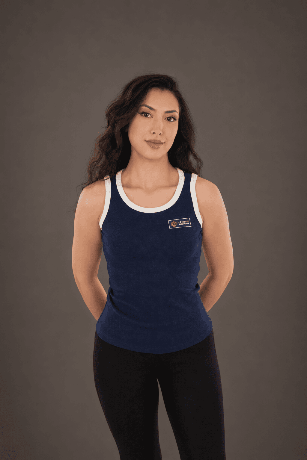 Contrast Trim Ribbed Active Singlet - Tank Top view 1