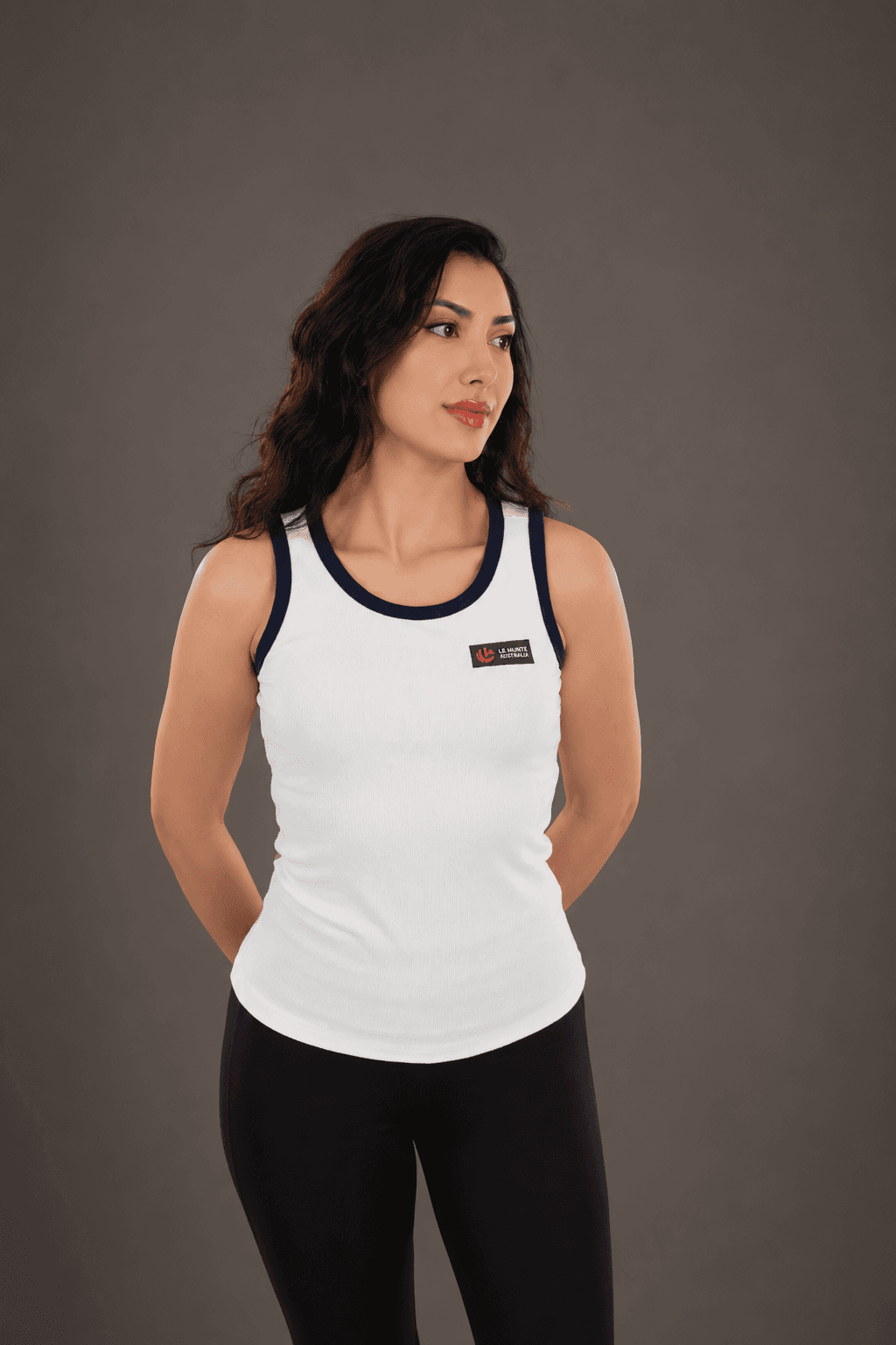 Contrast Trim Ribbed Active Singlet - Tank Top