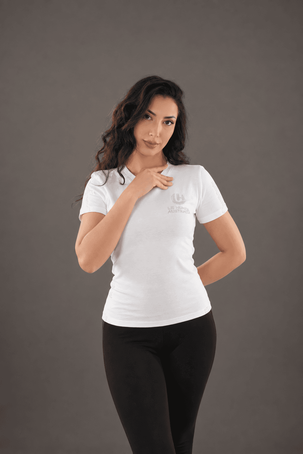 Rhinestone Logo V-Neck Tee - Short Sleeve Top